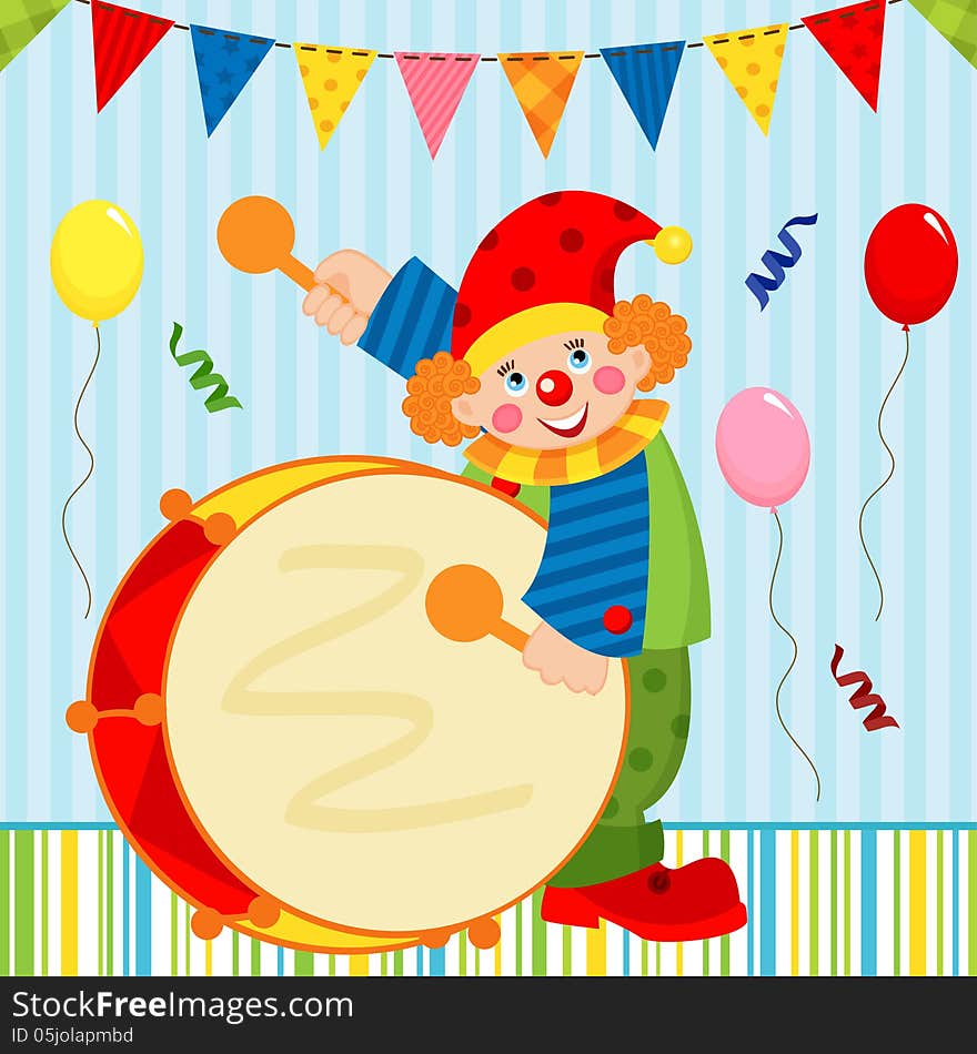 Clown playing the drum