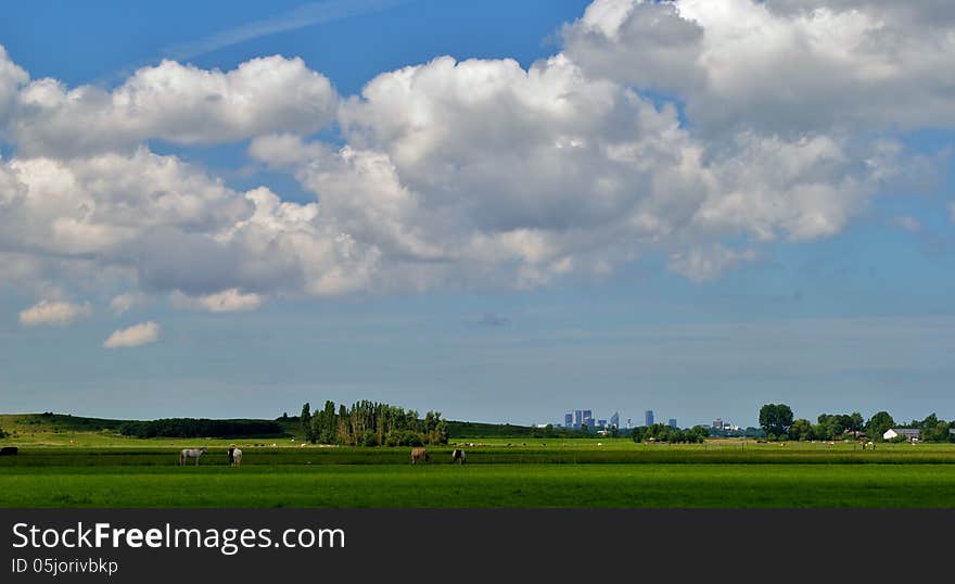 Landscape view towards The Hague, Netherlands