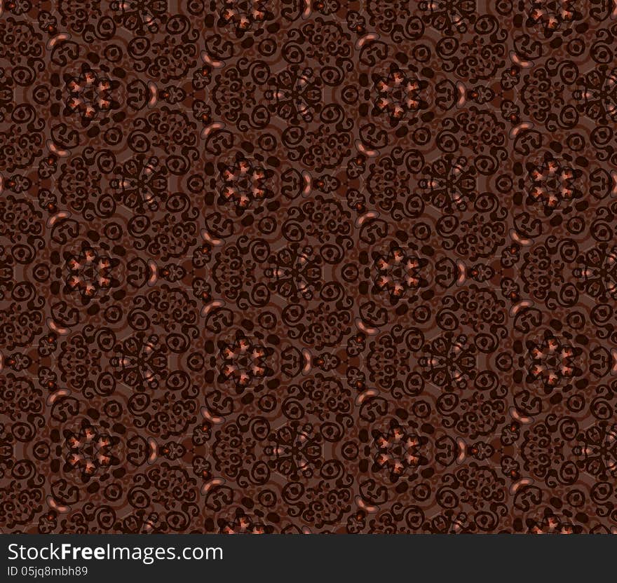 Brown Background  Flowers Seamless