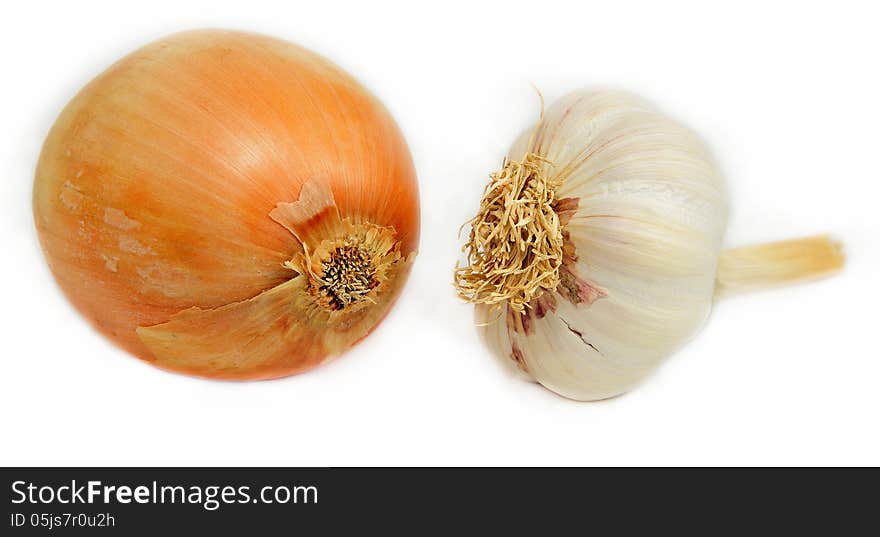 Onion and garlic isolated