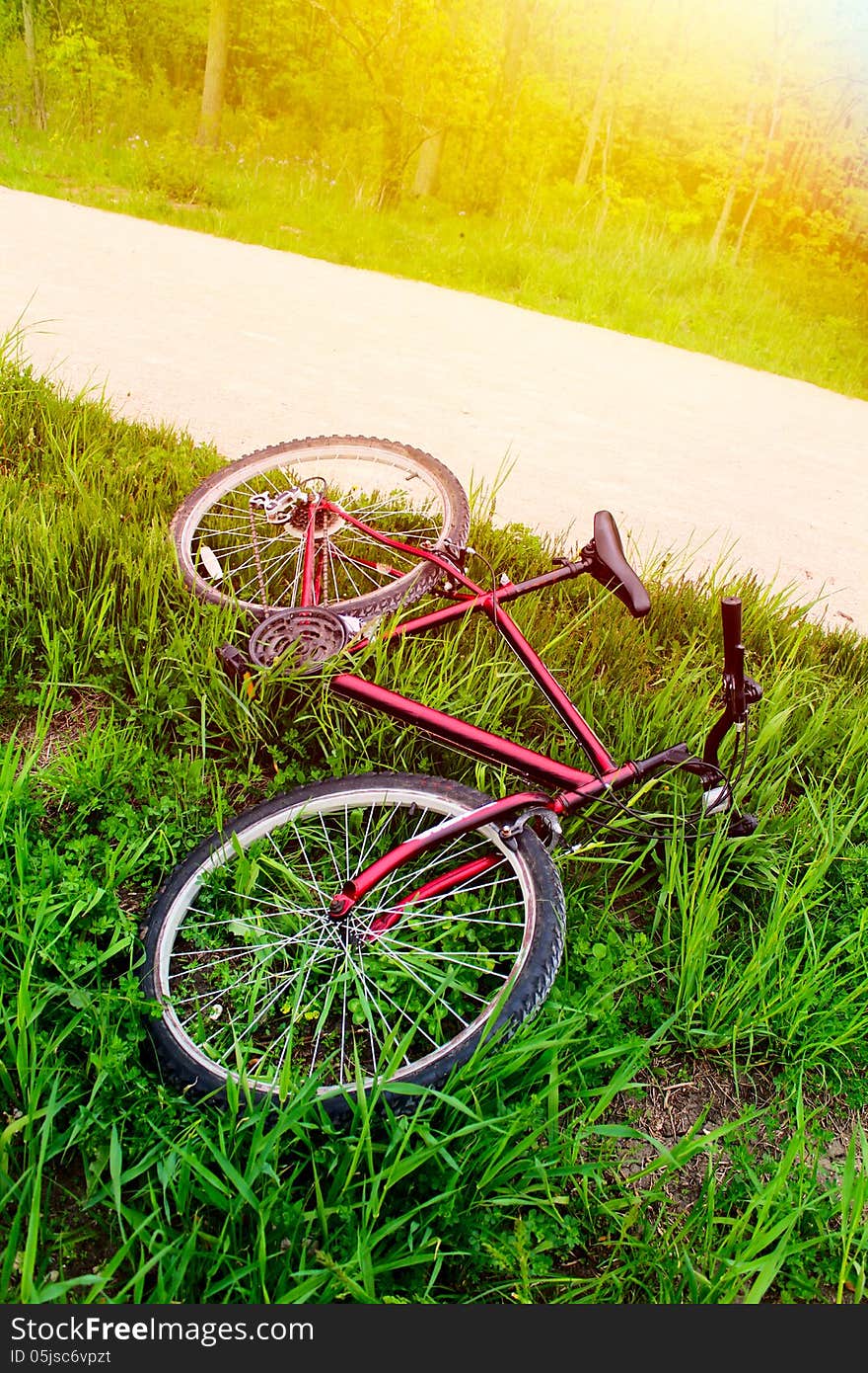 Mountain bike on countryside road