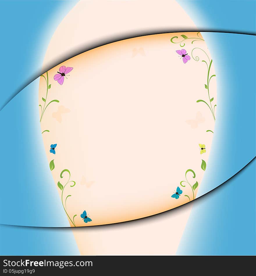 Vector card with elements of leaves and butterflies. Vector card with elements of leaves and butterflies