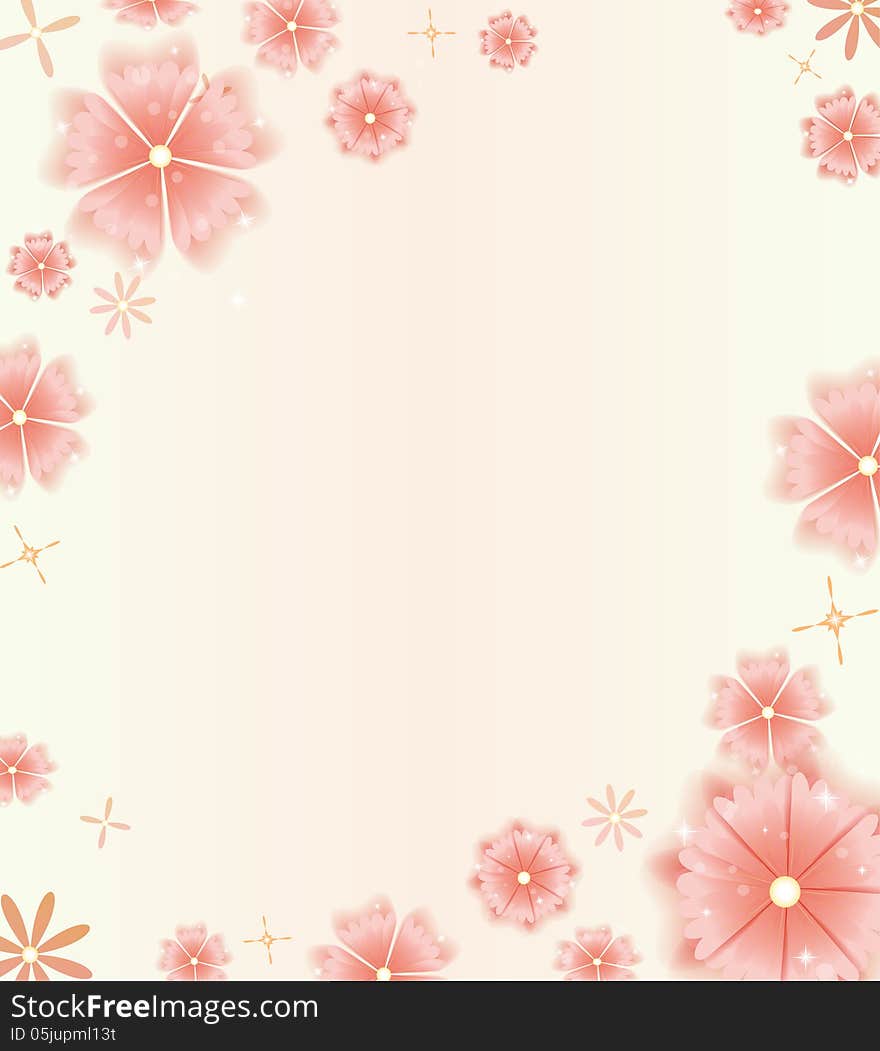 Beautiful floral background in bright red colors