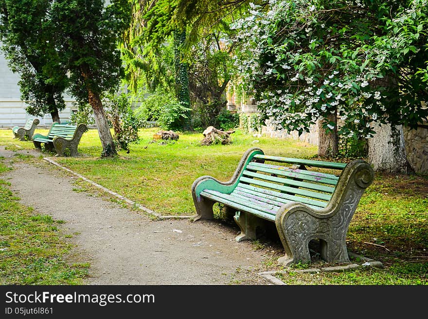 Old Bench in a Park