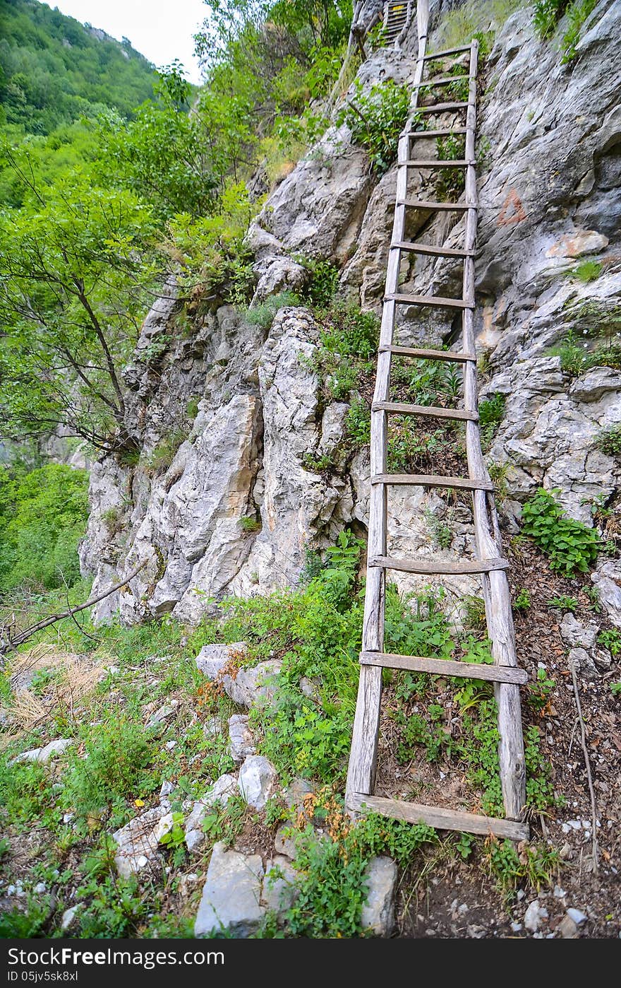 Wood Stairs In The Mountains