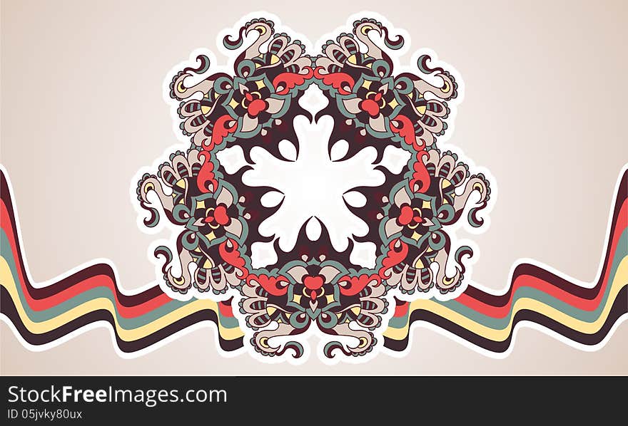 Vintage decorative mandala star wave