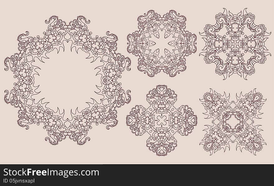 Collection of abstract frame mandala elements. Collection of abstract frame mandala elements