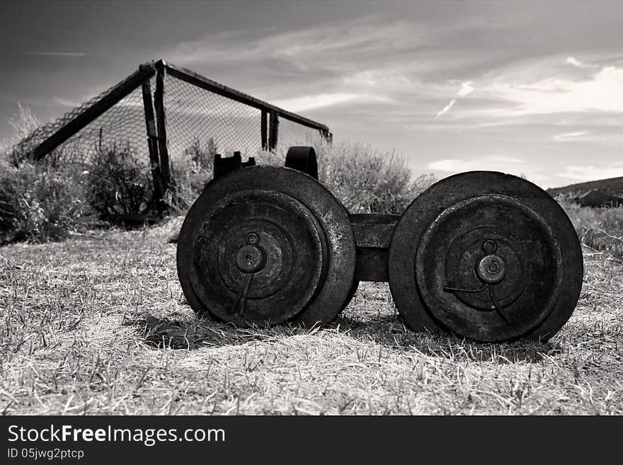 Abandoned farm equipment in Bodie State Park