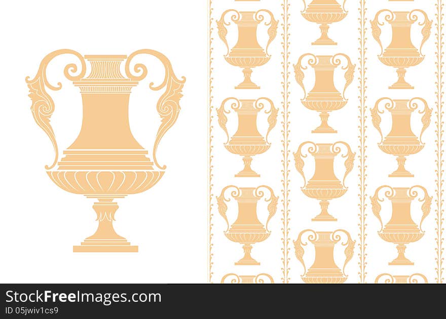 Yellow cups on white background - seamless. Yellow cups on white background - seamless