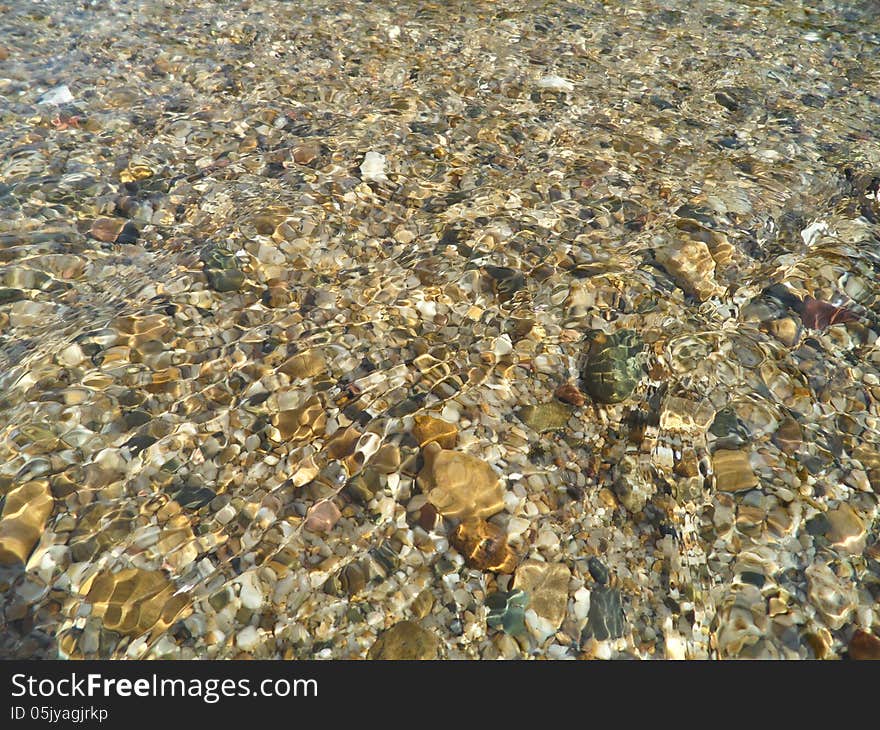 Stones under river water