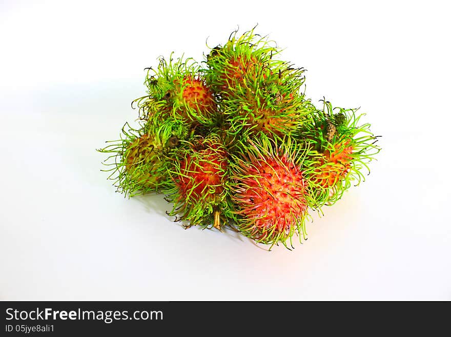 Rambutan fruit on white background