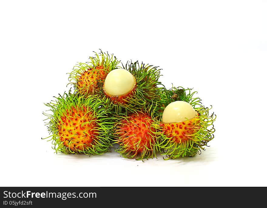 Rambutan fruit on white background