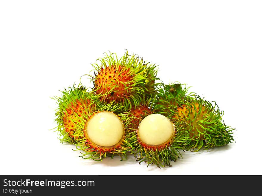 Rambutan fruit on white background