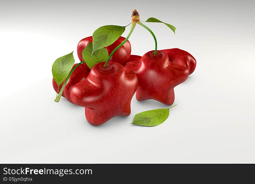 Illustration of cubic apples on white backgourd. Illustration of cubic apples on white backgourd