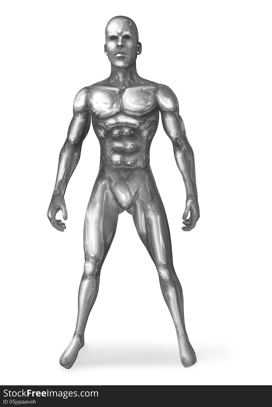 Illustration of a chrome man in standing pose. Illustration of a chrome man in standing pose