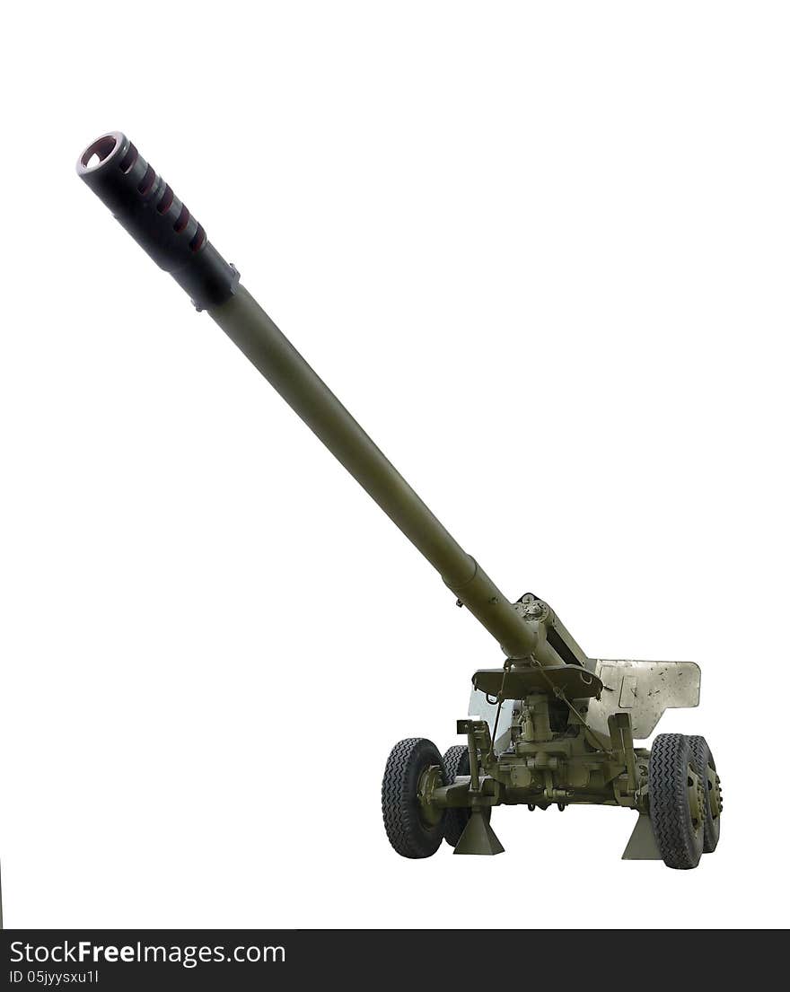 Soviet 152-mm artillery cannon Hyacinth-B, white background