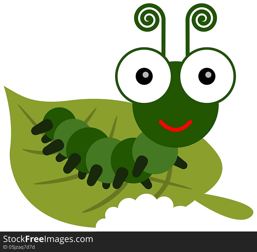 An illustration of a caterpillar eating a leaf. An illustration of a caterpillar eating a leaf