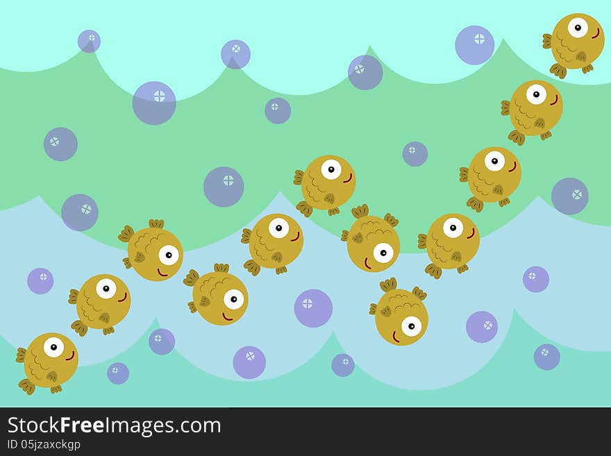 An illustration of a group of fish forming a line graph. An illustration of a group of fish forming a line graph