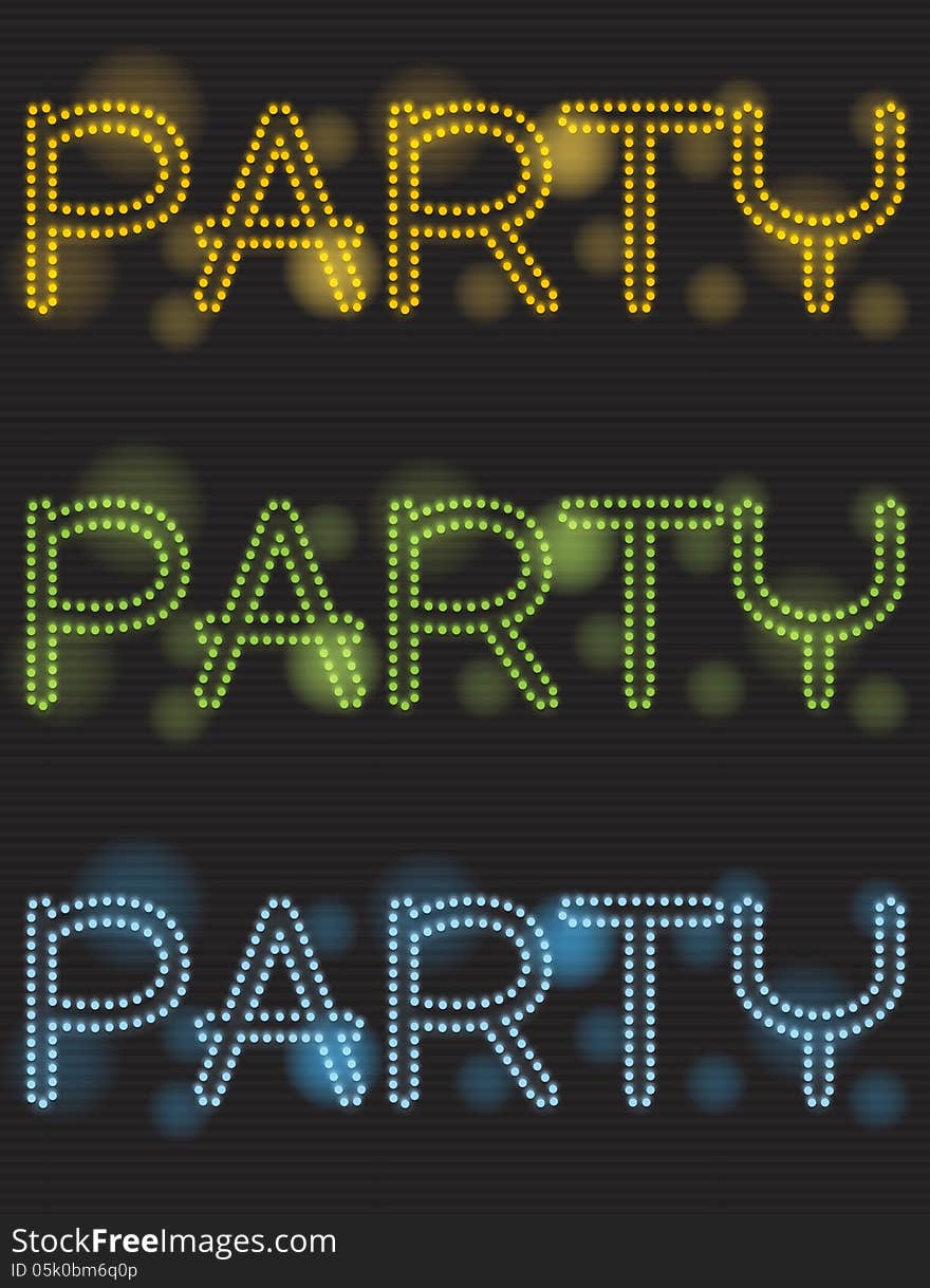 Neon party shiny text design, illustration