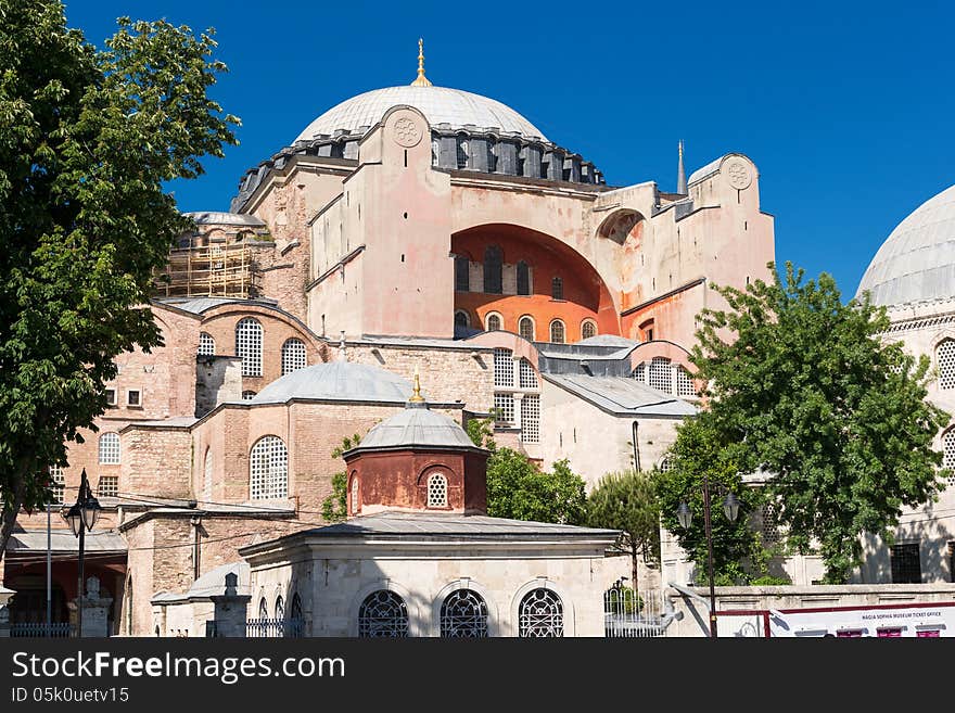 Hagia Sophia in Istanbul, Turkey. Hagia Sophia is the greatest monument of Byzantine Culture. Hagia Sophia in Istanbul, Turkey. Hagia Sophia is the greatest monument of Byzantine Culture.