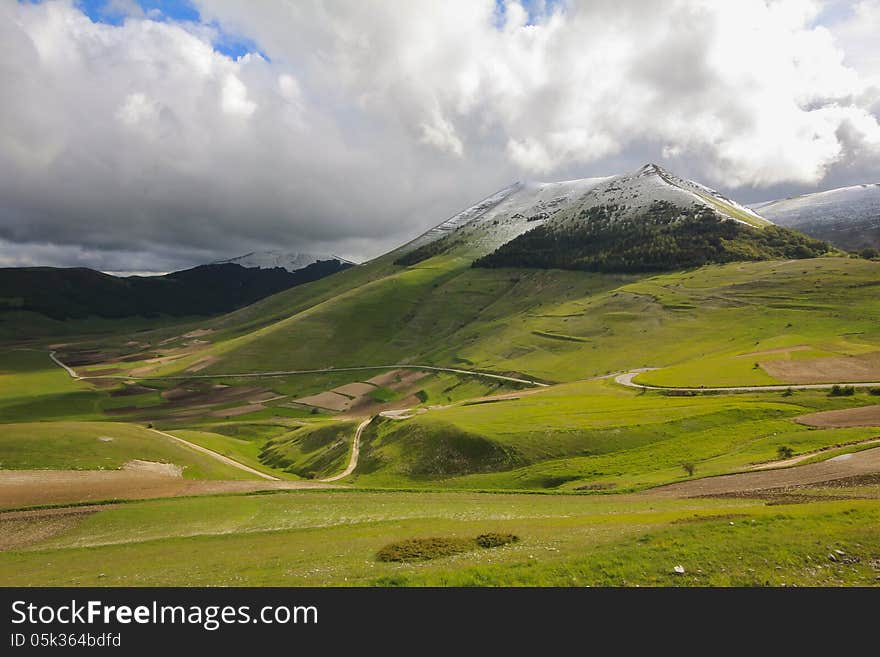 High mountain with snow