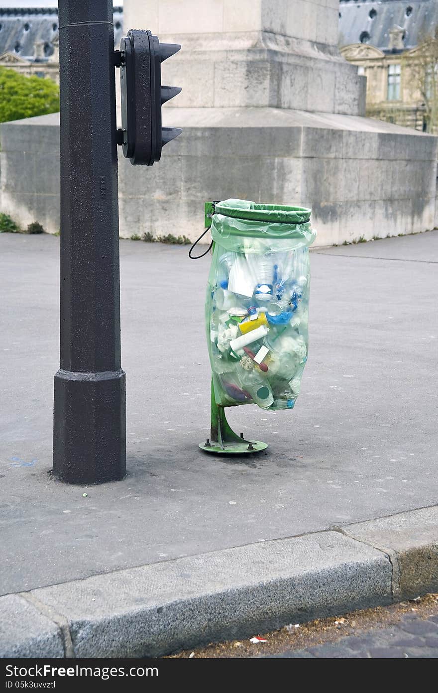 The Parisian garbage bags from transparent green polyethylene