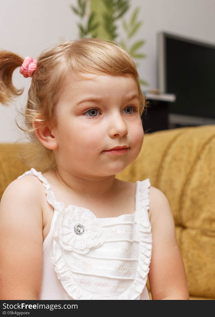 Portrait of the girl at home against a nursery. Portrait of the girl at home against a nursery.