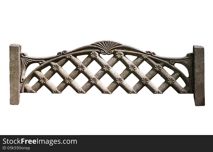 Segment of the concrete fence isolated on a white background