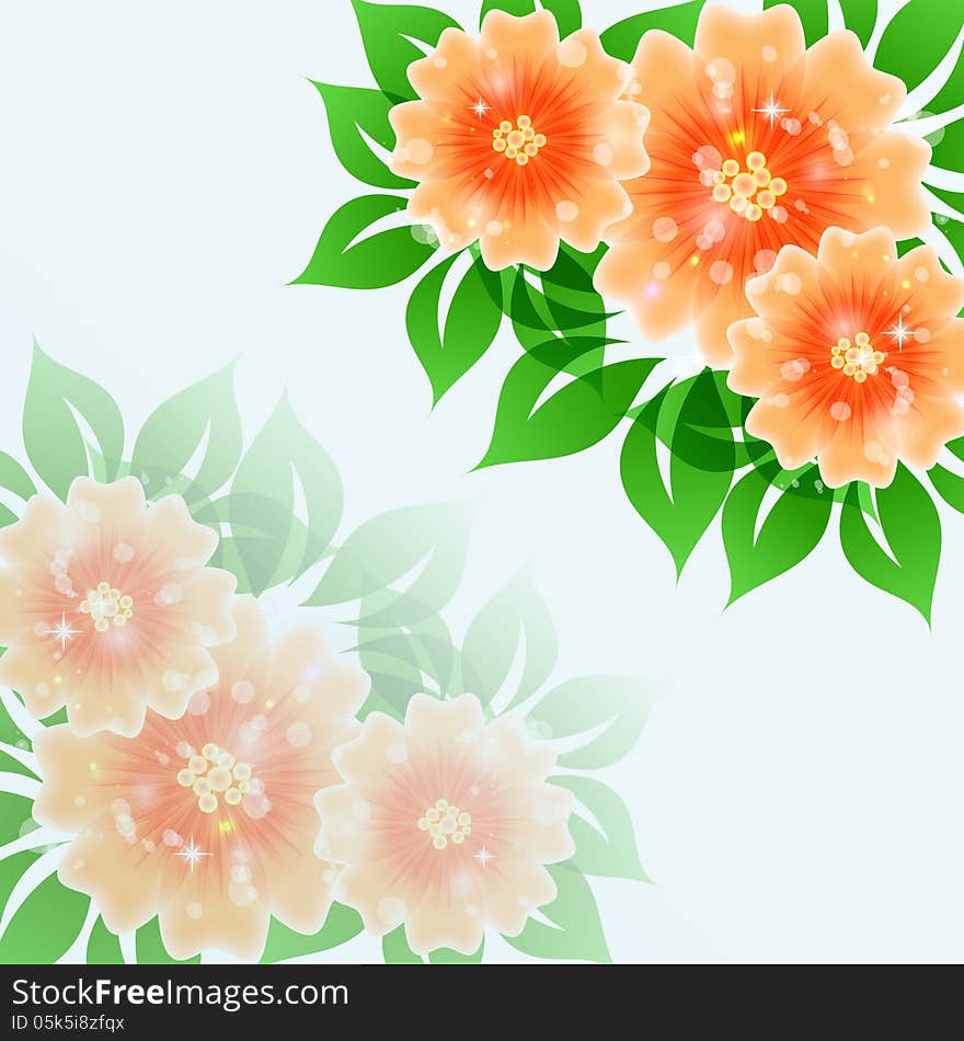 Beautiful Flower Vector Blue  Background Illustrat