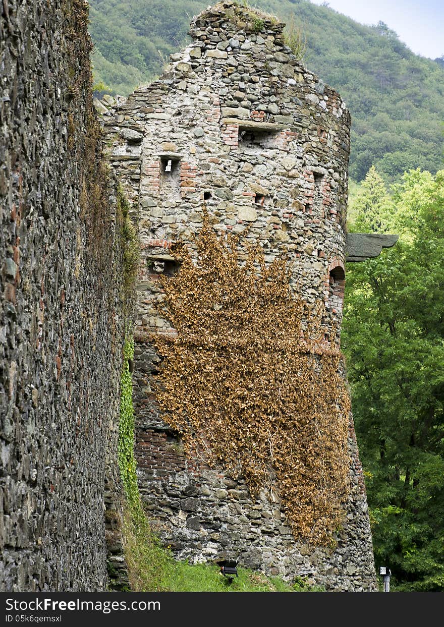 Colorful ruin of a tower in Piedmonte