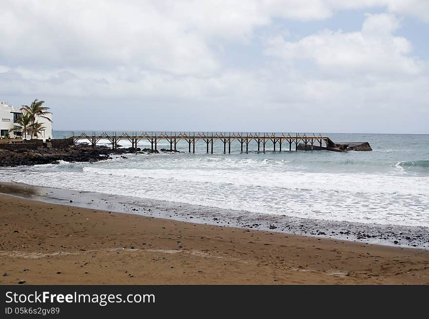 Peer on the coast of Lanzarote