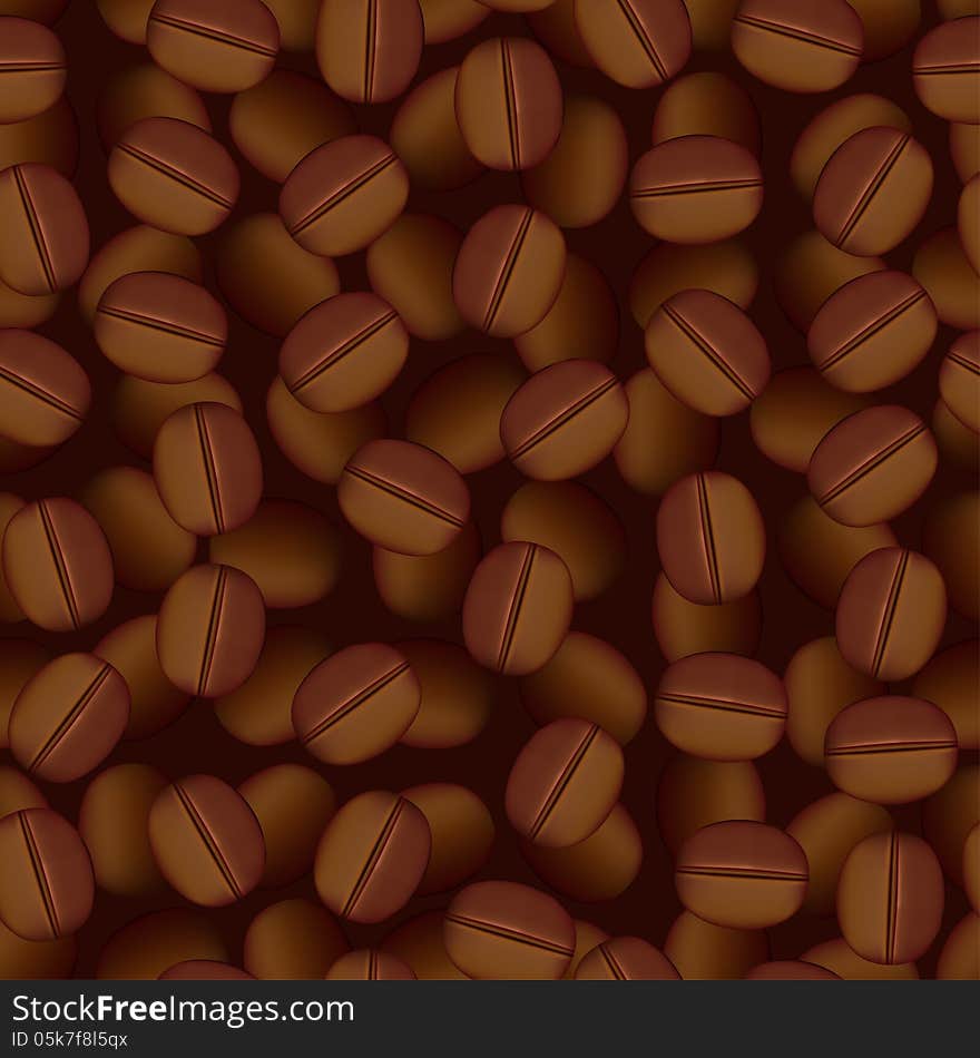 Seamless pattern with coffee seeds