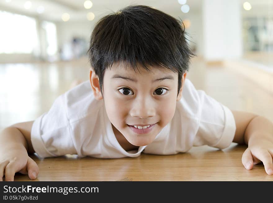 Happy young boy with smile on his face