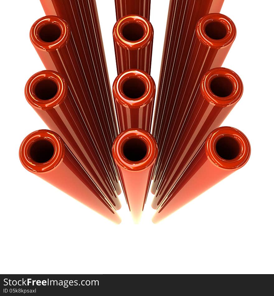 Fine glossy orange pipes isolated on white. Fine glossy orange pipes isolated on white