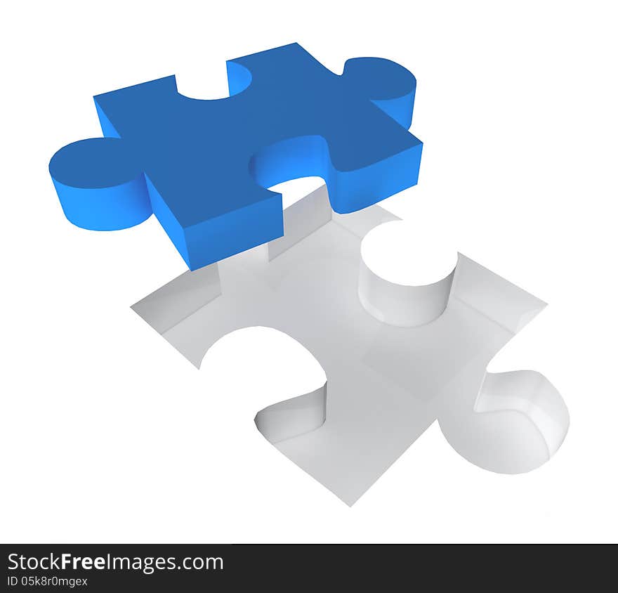 3D puzzle on white background.