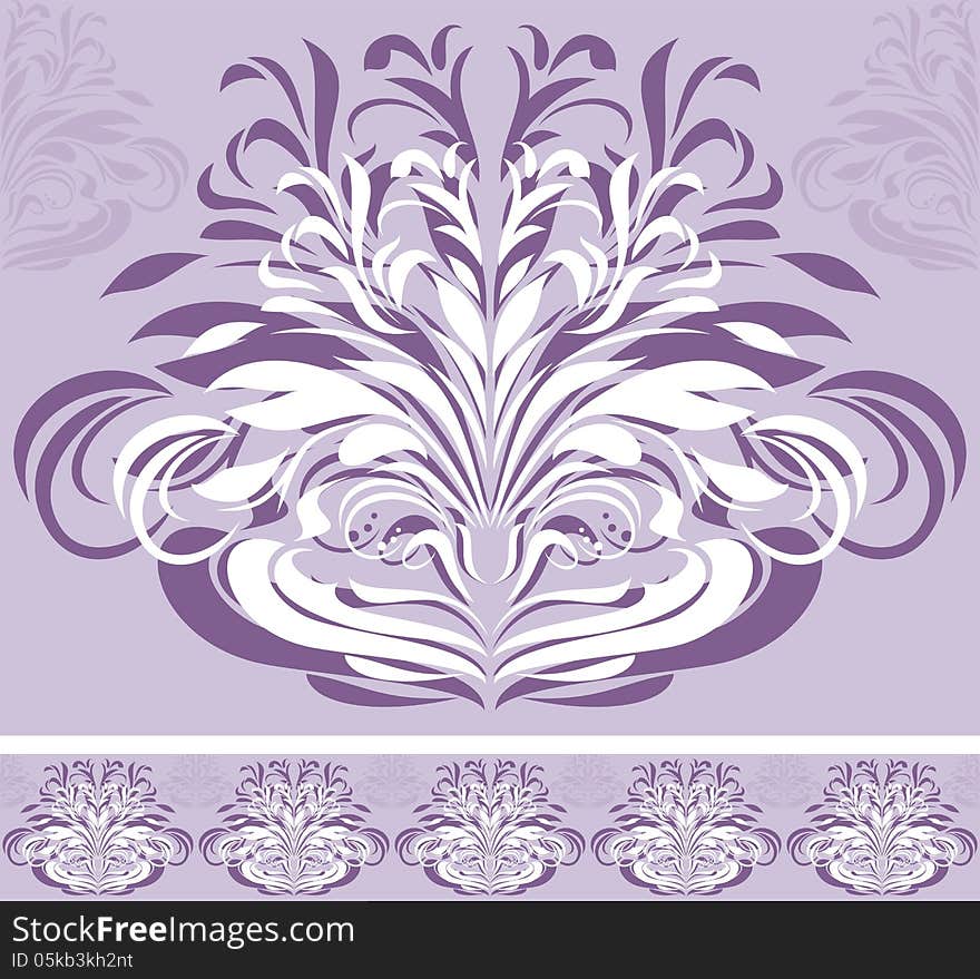 Ornamental violet border for design. Illustration