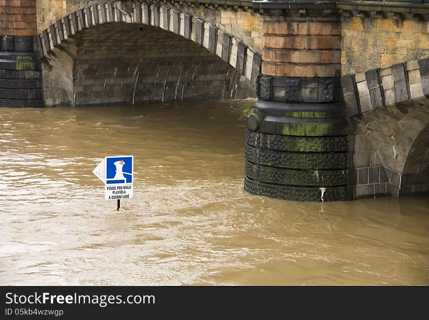 Swollen vltava river in prague. Swollen vltava river in prague