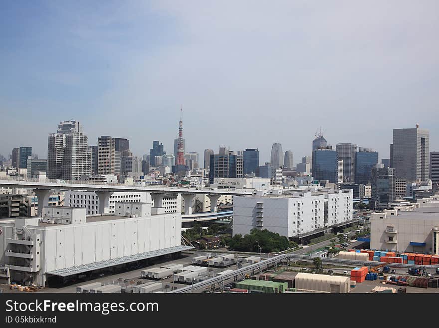 Photographed cityscape of Tokyo from Rainbow-bridge