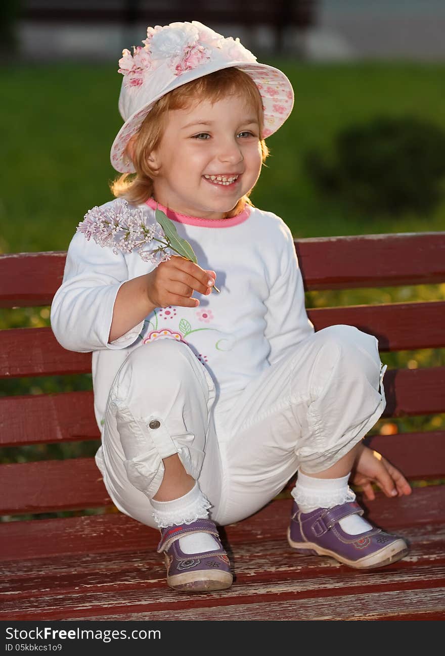 The Girl In Park On A Bench.