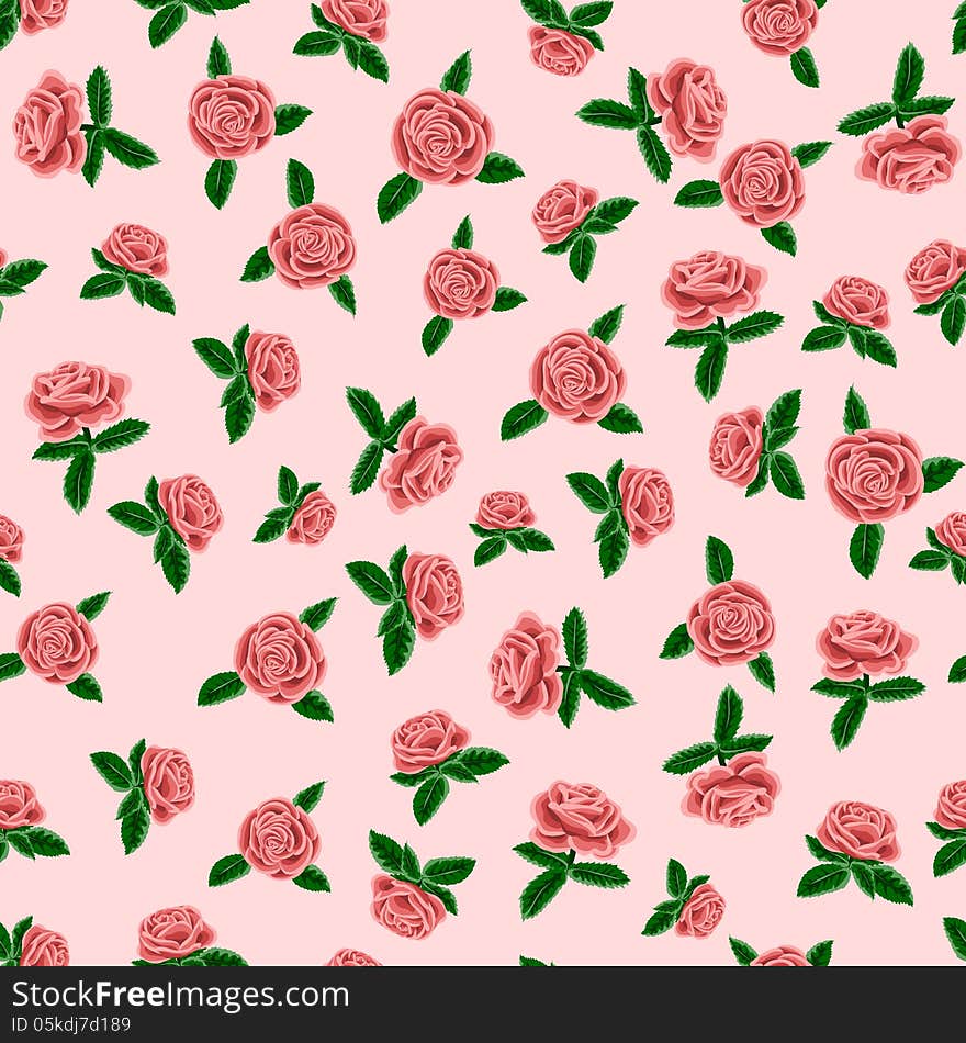 Seamless background with red roses