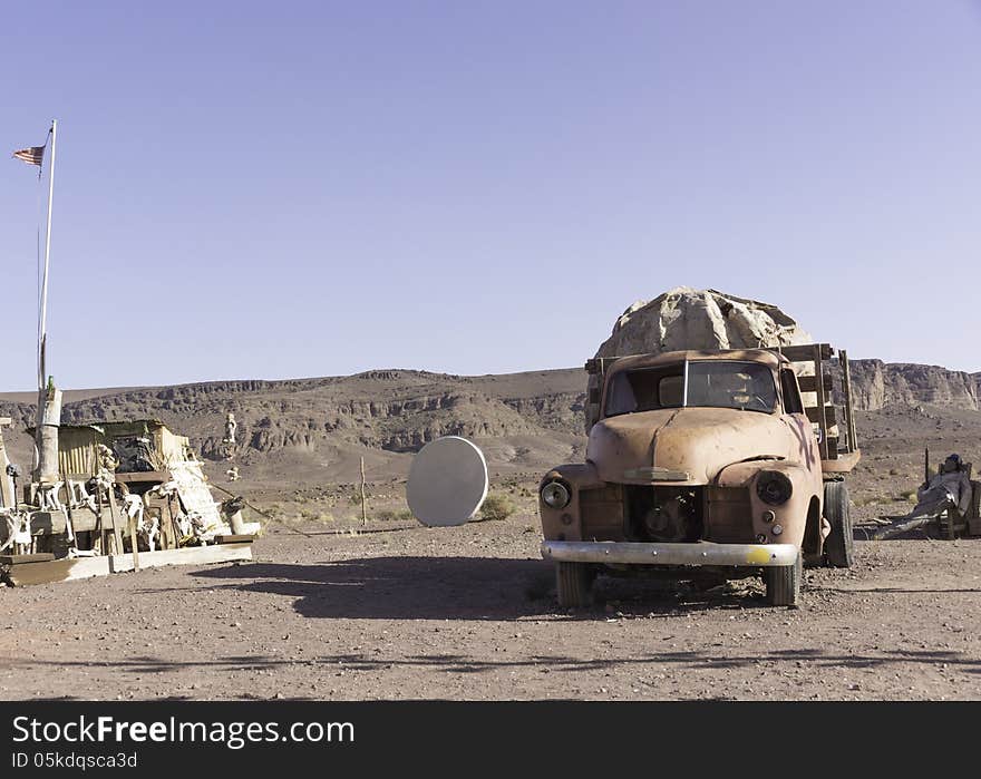 Old Style Car In Morocco. Gas Haven Set Design