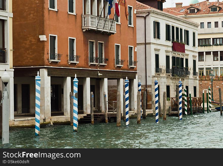 Moorings for boats and gondolas. Moorings for boats and gondolas