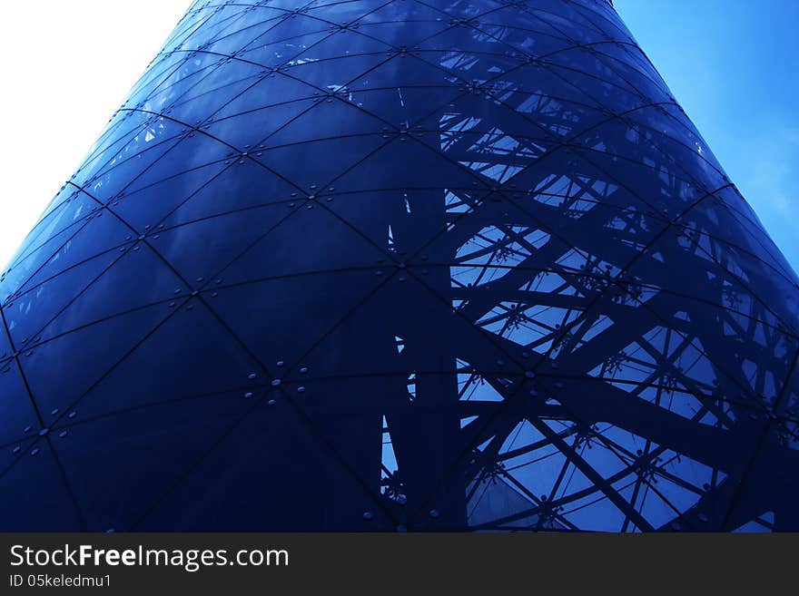 Close-up detail of a modern office building