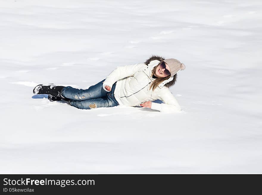 Young woman enjoying winter