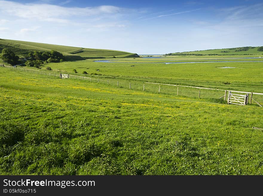 Green fields blue sky