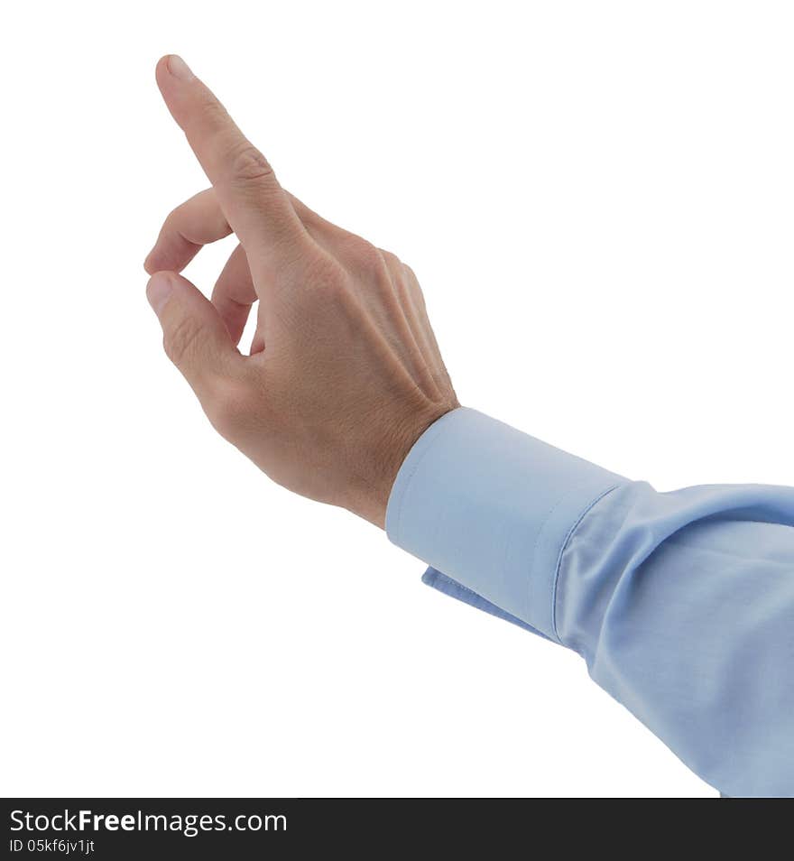 Male hands finger on imaginary touchpad