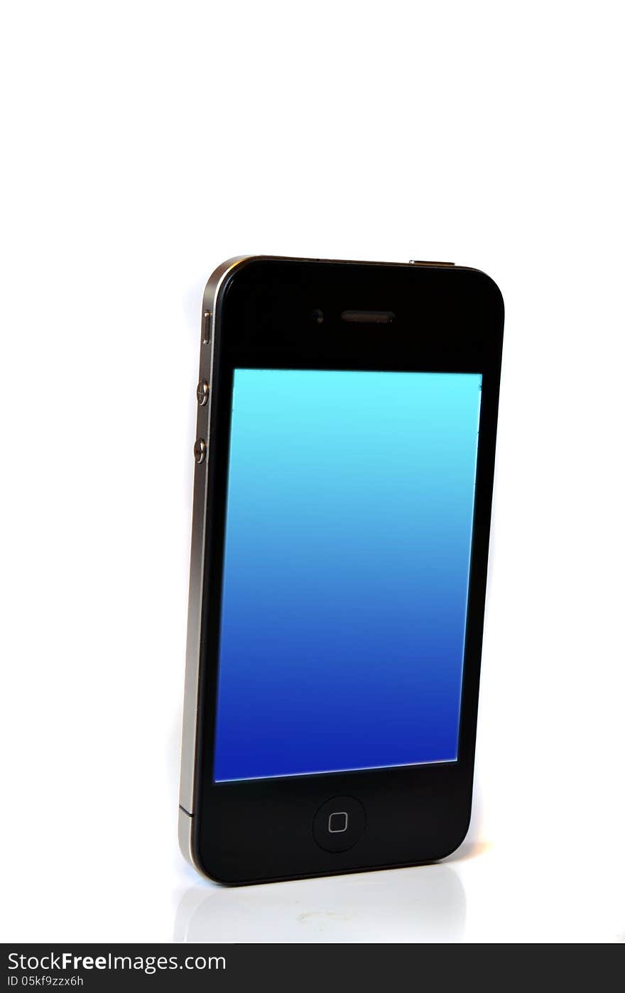 Black mobile phone on a white background