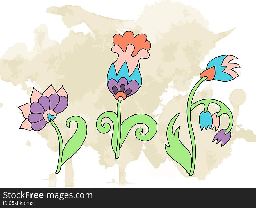 Doodle flower grunge  background