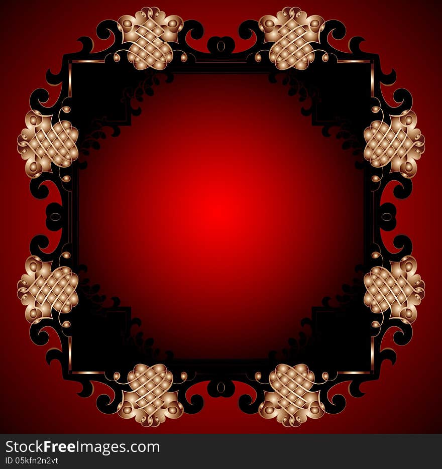 Red Vintage Frame Design For Greeting Card. Eps10.