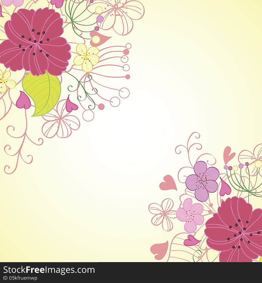 Vector summer background with flowers. Vector summer background with flowers